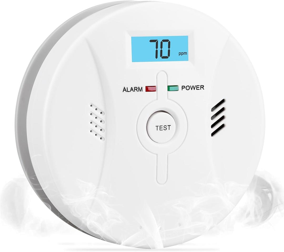Smoke and Carbon Monoxide Detectors, Combination Smoke Alarm and Carbon Monoxide Detector Battery Powered, CO Detector Alarm with Sensitive Sensor, Sound Warning and LCD Display, CDR-803