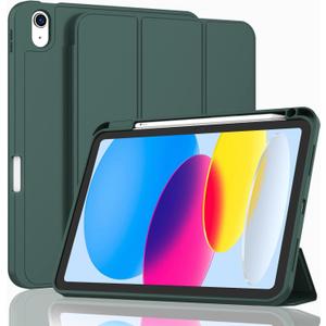ZryXal iPad (A16) Case/iPad 10th Generation Case [11-Inch 2025/10.9 Inch 2022] with Pencil Holder, Smart Cover with Soft TPU Back [Support Auto Wake/Sleep] (New Midnight Green)
