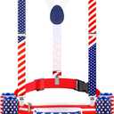 Veterans Day Fanny Packs Patriotic 4th of July Beverage Beer Belt Set USA Fanny Pack Bag with Suspenders Drink Holder for Memorial National Day(Fresh)
