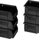 Akro-Mils 30210 AkroBins Plastic Storage Bins, Space-Saving Stackable Bins for Garage, Pantry, Craft Organization, 5" x 4" x 3", Black, 6-Pack