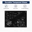 Black Dry Erase Board, 24" x 18" Magnetic Glass Whiteboard for Wall, Black Glass White Board with 1 Marker Tray and 3 Magnets for Office, Home, Classroom