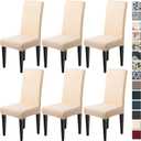 Dioxide High Stretch Chair Covers for Dining Chairs, Washable Dining Chair Covers Set of 6, Soft Dining Chairs Seat Covers, Parsons Chair Slipcover Protectors for Home Hotel Restaurant Banquet