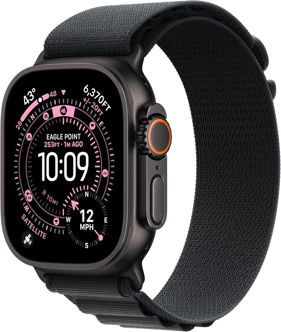 Apple Watch Ultra 3 [GPS + Cellular 49mm] Running & Multisport Smartwatch w/Rugged Titanium Case w/Black Alpine Loop - S. Satellite Communications, Advanced Health & Fitness Tracking