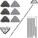 MUEE Window Cleaning kit, 3 in 1 Adjustable Window Washing Squeegee Kit with Extension Pole, Squeegee Window Cleaner Tool with 6 Replacement Pads, Wall Washer Cleaning Tool for Walls/Glass/Window