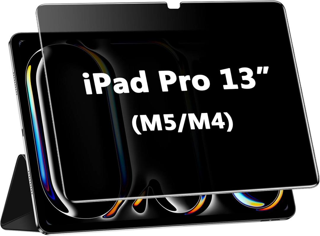 Privacy Screen Protector for iPad Pro 13 Inch (M4/M5, 2024/2025) Anti-Spy Tempered Glass, Anti-Scratch, Bubbles Free