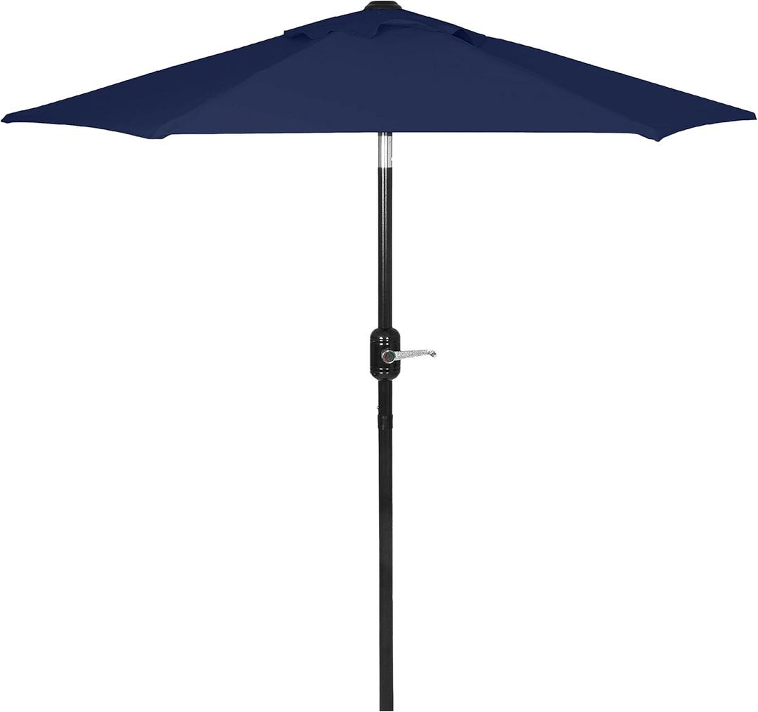 6 Ft Outdoor Patio Umbrella, Easy Open/Close Crank and Push Button Tilt Adjustment - Navy Blue Market Umbrellas