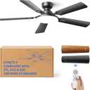 Homelist Ceiling Fans with Lights 52 Inch, Low Profile Flush Mount Fan, Quiet 6 Speeds DC Reversible Motor, 3CCT Dimmable LED, Remote Control for Living Room, Bedroom, Kids Room, Matte Black