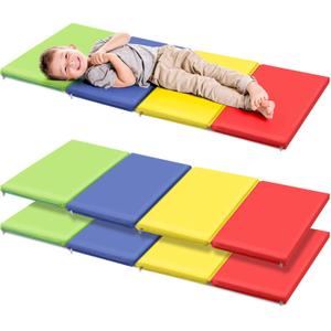 Wesiti 5 Pcs Nap Mats for Preschool 47 x 24" 1inch Thick Folding Rest Mat 4 Section, Sleeping Pad for Kids Children Daycare Nap School Classroom Kindergarten Daycare Travel Home, Colorful