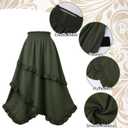 Maxi Skirt for Women High Waist Renaissance Long Skirts Medieval Casual Elastic with Side Pockets (L)