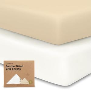 KeaBabies 2-Pack Organic Crib Sheets for Boys, Girls - 52x28 Fitted Crib Mattress Sheet Neutral, Breathable Jersey Cotton Cover for Baby Bed, Toddler Mattress, Soft & Cute Prints (Khaki)