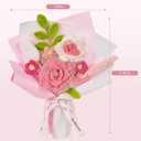 Crochet Flower Bouquet, Handmade Crochet Flowers Bouquet for Anniversary, Mother's Day, Valentine's Day, Graduation, Christmas, Birthday Gift for Women Wife Lover (Include Card) Pink
