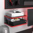Floating Under TV Game Double Shelf Stand for Xbox Series S/X, Projector/Router/Entertainment Center, Projector Holder Accessories, Black/Red