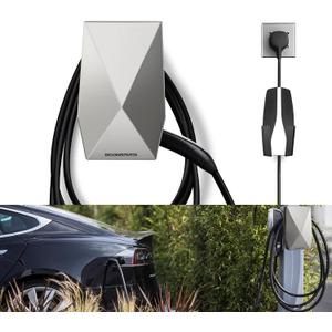 Upgraded Aluminum Charging Cable Holder with Chassis Bracket Compatible with Tesla Cybertruck Model 3 Model Y Model X Model S Charger Cable Organizer Accessories for Wall Connector,Improved Slot
