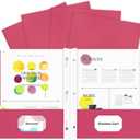 Folders with Pockets,IntoJoy 50 Pack Two Pocket Folders Business Card Holder Paper Folders with Prongs for School Office Filing Cabinet Resume Portfolio (Magenta)