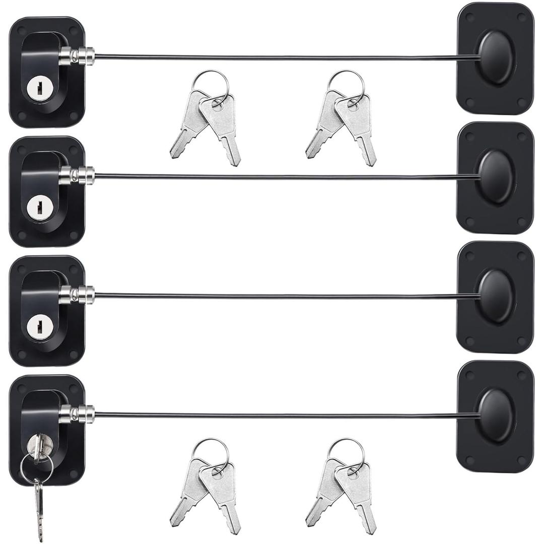 Hotop 4 Pack Fridge Cabinet Locks for Kids with Keys Self Adhesive Child & Baby Toddlers Proofing Mini Safety Locks for Refrigerator Deep Freezer Drawers Doors Latch(Black)