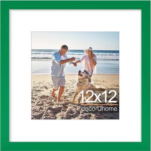 decorUhome 12x12 Picture Frame, Display Pictures 8x8 with Mat or 12x12 without Mat, Wall Mounting Photo Frame, Green, 1 Pack
