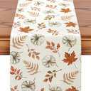 Pack Of 3 Artscope Pumpkins Maple Leaves Fall Table Runner,Thanksgiving Holiday Kitchen Dining Table Decoration for Fall Home Decor 13x72 Inch - Orange