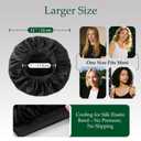 100% Mulberry Silk Bonnet for Sleeping, Double Layer Mulberry Silk with Elastic Band for Curly Long Hair, Black