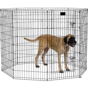 MidWest Homes for Pets Dog Exercise Pen & Playpen, 24" W x 48" H, with Door, Black (Black w/ Door)