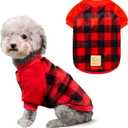 cyeollo Dog Christmas Sweater Warm Dog Winter Coats Buffalo Plaid New Year Puppy Doggie Sweatshirt Flannel Cold Weather Coats Pet Clothes for Small Dogs Size S (Red)
