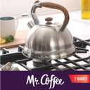 Mr. Coffee Woodmont 2-Quart Stainless Steel Tea Kettle With Wood Handle, Stovetop Whistling Kettle, Durable Fast-Boil Tea Pot