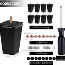 TURSTIN Set of 8 Furniture Legs 4 Inch Square Solid Wood Couch Legs Replacement Sofa Legs Mid Century Furniture Feet for Armchair Bed Dresser Cabinet Include Installation Hardware, Black