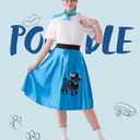 Spooktacular Creations Halloween 6Pcs 1950s Outfits for Women, Poodle Skirts for Women 50s Costume Set with Socks for Cosplay (Small, Blue)