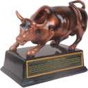 Official Licensed Bronze Wall Street Bull Stock Market NYC Figurine Statue with Base (Large 6.5")