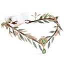 MOSTORY Renaissance Fairy Flower Crown - Elf Crown Woodland Headpiece Handmade Forest Leaf Circlet for Ren Faire Costume Women Halloween Cosplay Photo Shoot (Green and Gold)