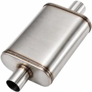 3 Inch Center Inlet Center Outlet Universal Performance Exhaust Muffler - 409 Stainless Steel Straight Through Perforated Core fit for Trucks and Cars, Deep Aggressive Sound