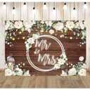 7x5 ft Mr & Mrs Backdrop White Rose Floral Wooded Wall Photography Backdrop Couples Wedding Bride Groom Engaged Ceremony Anniversary Bridal Shower Photo Background Studio Props Vinyl