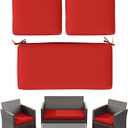 3 Pack Outdoor Furniture Cushions,High-Elastic Replacement Sponge Fits for 4-Seater Wicker Rattan Patio Furniture Cushions Sofa Loveseat Chair Couch36x18x3,18x18x3 Liner & Cover (Red)