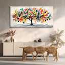 WLWBINTING Canvas wall art for living room Large vintage Wall Decor For Bedroom Modern Office Decoration Abstract Colorful tree of life Paintings Artwork for Walls Pictures Farmhouse Home Decor, 40"L x 20"W