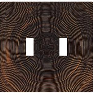 Toggle Light Switch Cover Abstract Art Geometric Spiral Design with Wood Grain Texture 2 Gang Gfci Decorative Wall Plate Polycarbonate for Contemporary Bedroom & Workspace Design