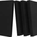 UMIACOUSTICS 4 PCS Acoustic Panels with Hanging Bracket, 2 Thick Fiberglass Sound Proof Panels Removable for Studios, Office, Home Theater Ceiling or Wall- Black (23.6" x 11.8"-4pcs)
