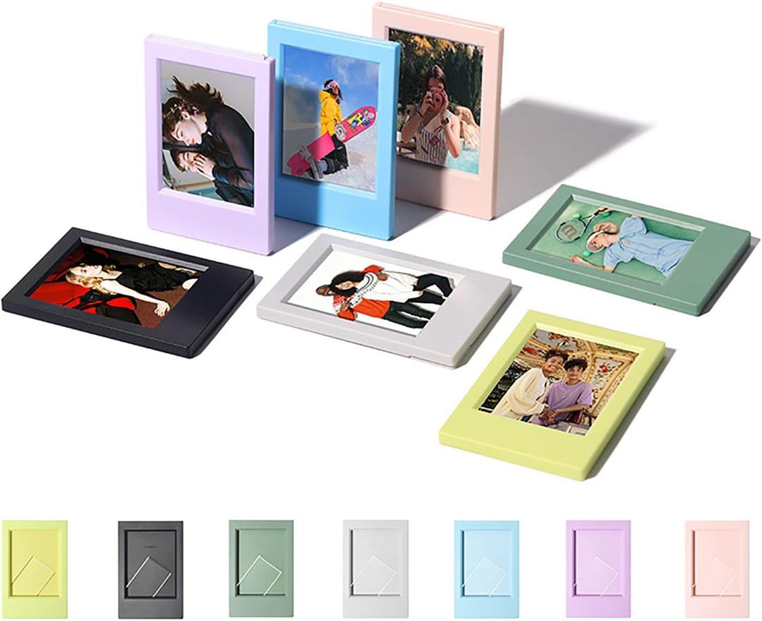 Rieibi (7 Pack 3 Inch Mini Photo Frame - Picture Frame Set for instax Mini 99/40/Evo/12/11/9/8/7+ Film/polaroid - 2x3 Small Photo Frame for Table Decoration