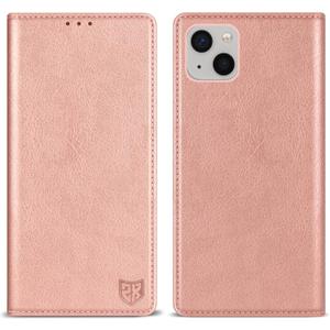 ZZXX for iPhone 15 Plus Wallet Case with [RFID Blocking] Card Slot Stand Strong Magnetic Leather Flip Fold Protective Phone Case for iPhone 15 Plus Case Wallet(Rose Gold-6.7 inch)