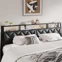 Headboard Full Size with Storage, Charging Station & Lights, Black
Faux Leather, Upholstered Full Headboard Only, Study & Comfortable, Attach Frame, Ideal for Bedroom, Guest Room, Dorm
