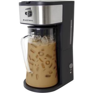 West Bend Iced Coffee Maker or Iced Tea Maker Includes an Infusion Tube to Customize the Flavor with Permanent Filter, Features Auto Shut-Off, 2.75-Quart, Black