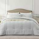 Quataly Light Grey King Comforter Set - 3 Pieces Seersucker Lightweight Bedding Comforter Sets (1 Soft Fluffy Comforter & 2 Pillowcases) - All Seasons Cozy Modern Bed Sets for Women Men