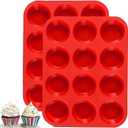 2 x 12 Cups Silicone Muffin Pan, 2 Pack Non-Stick Cupcake Pans Silicone Muffin Tray Baking Pan for Making Muffin Cakes, Cupcake, Bread, Tart, Egg Bites