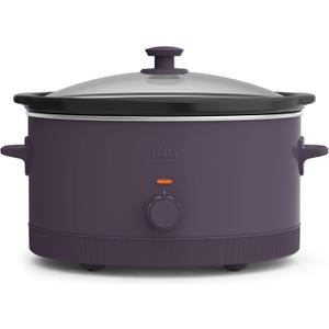 bella 6.0 Qt Manual Slow Cooker, Ceramic Nonstick Coating, 3 Temperature Settings, Dishwasher Safe Stoneware Pot and Tempered Glass Lid, Cool Touch Handles & Tangle Free Cord Wrap, Plum, 6 Quarts