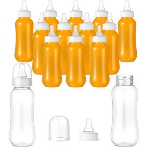 Norme 12 Pcs 9.5 oz Plastic Bottles Chug Shower Game Party Favors for Shower Decorations Gender Reveal Gifts (White)