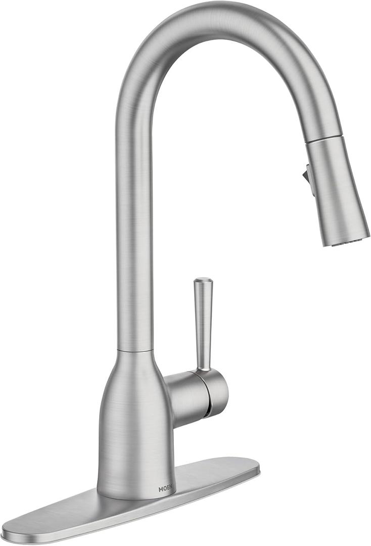 Moen Adler Spot Resist Stainless One-Handle High Arc Pulldown Kitchen Faucet with Power Clean, 87233SRS