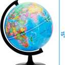 World Globe for Kids & Adults, 12 Inch Educational Tools with Stand, DIY Assembly Desk Decor Geography Learning Globe for Home Office Classroom Decor (Blue, 12 Inch)
