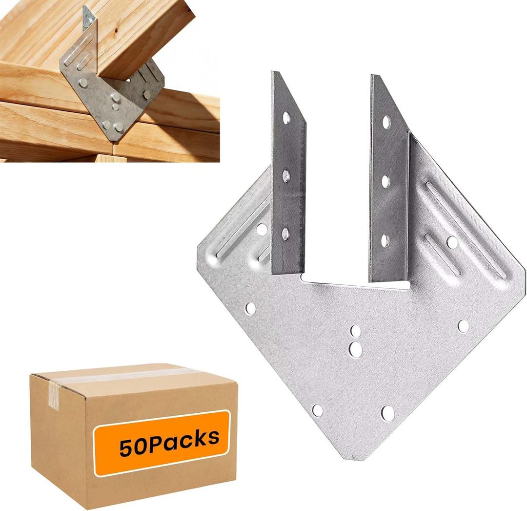 Hurricane Ties for Rafters, 50 Pack 18-Gauge Galvanized Hurricane Straps & Rafter Ties, Structural Connectors for Roof Truss and 2X Deck Joists