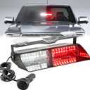 Red/White Firefighter Emergency Dash Strobe Lights for Vehicles 12V 16 LEDs Interior Windshield Visor Deck Hazard Flashing Safety Warning Light Bar for Police Law Enforcement Trucks