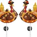 Thanksgiving Decorations Outdoor, Solar Turkey Garden Stake Lights, 41 Inches Metal Turkey Decorations, Thanksgiving Yard Decor Lights for Yard Garden Lawn Pathway