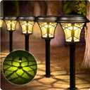 BEAU JARDIN Solar Pathway Lights Outdoor 8 Pack, Metal Bright White LED Solar Landscape Waterproof Garden Glass Auto On/Off Lighting for Outside Garden Yard Walkway Sideway Black