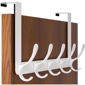 SKOLOO Over The Door Hook, Door Hanger Hooks for Hanging Clothes, Towels, Coats, Hats, Over The Door Towel Hook - White, Assembly Required (1 Pack)